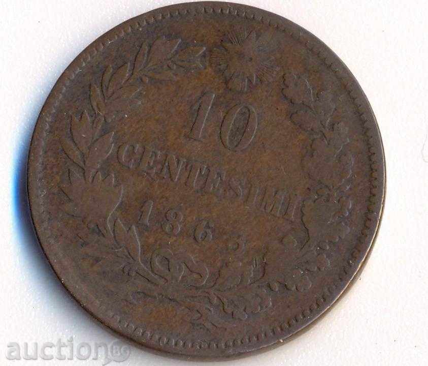 Italy 10 cheetsecimi 1863