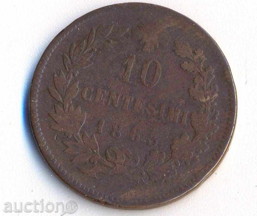 Italy 10 cheetsecimi 1863