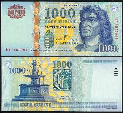 +++ Ungaria Forint 1000 UNC P 195 D 2008 +++