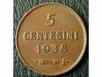 5 cents 1938, San Marino