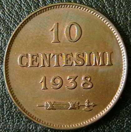10 tsentesimi 1938 Σαν Μαρίνο
