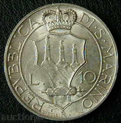 10 λίρες το 1938 τον Άγιο Μαρίνο