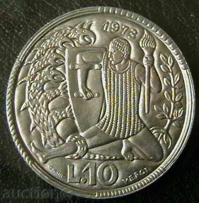 10 λίρες το 1973 τον Άγιο Μαρίνο
