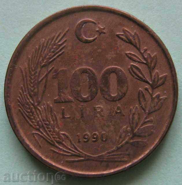 ТУРЦИЯ   -  100 лири 1990г.
