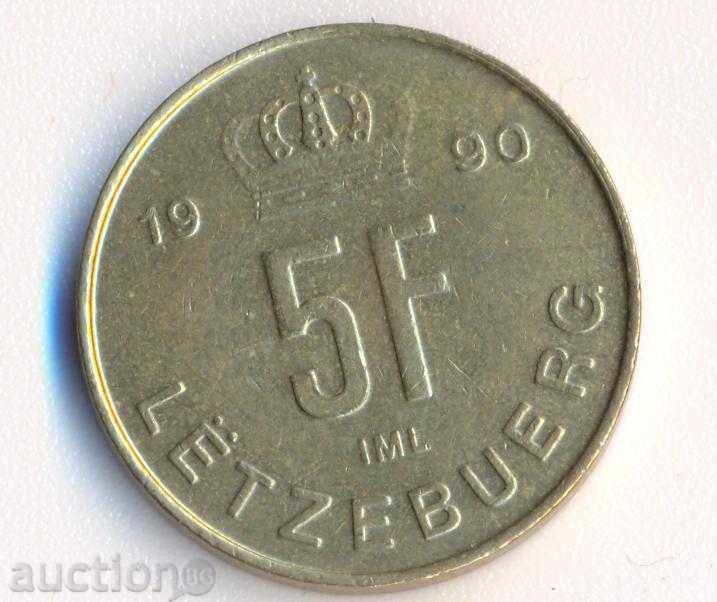 Люксембург 5 франка 1990 година