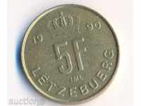 Luxemburg 5 franci 1990