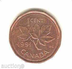 +Канада  1  цент  1991 г.