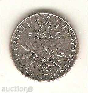 +Франция  1/2  франк  1986 г.