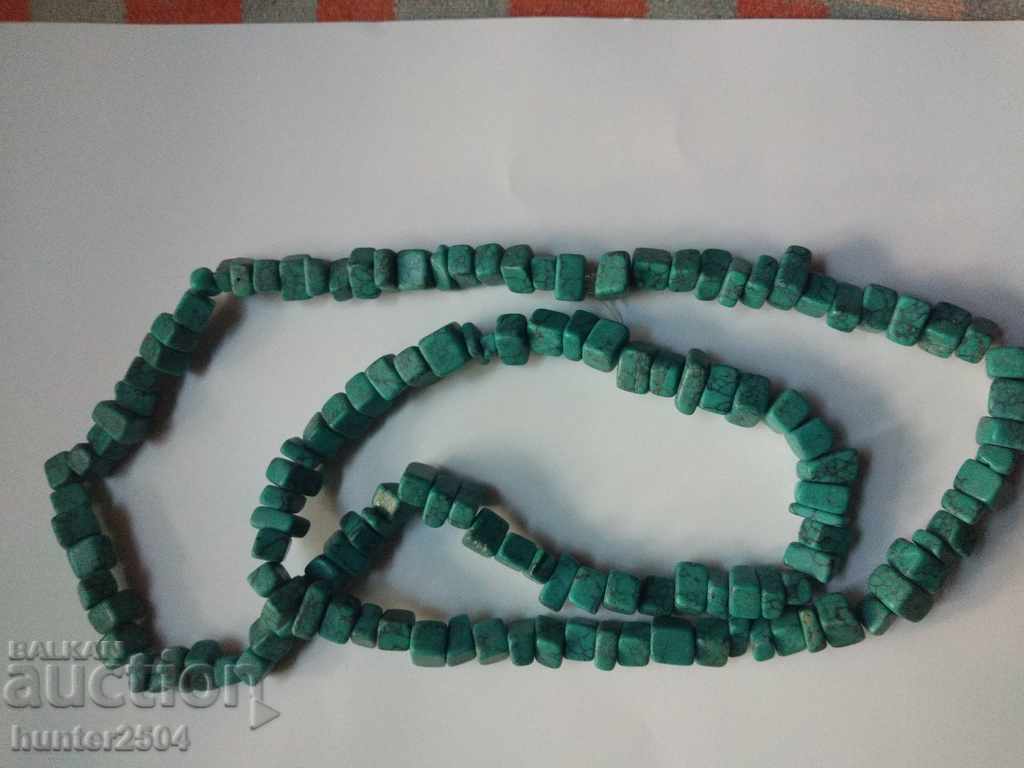 Necklace long-turquoise, patterned stone, beads, turquoise.
