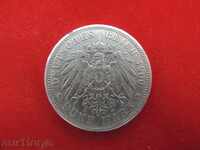 5 марки 1900 г. Hessen / Германия сребро-РЯДКА- NO CHINA