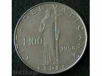 100 λίρες το 1958 Βατικανού