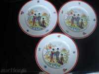 Plate - Japan - 3 pcs., painted in color