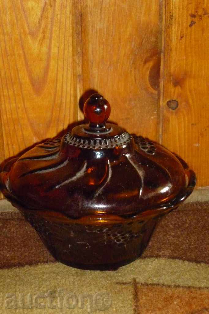 Antique glass sugar bowl, service, glass, porcelain, tea