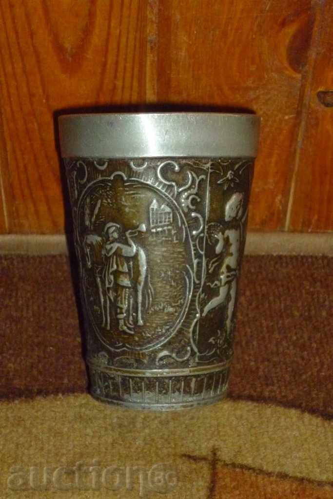 An old metallic cup, stack, goblet, mug with price 28.00 BGN | € 14.32 An old metallic cup, stack, goblet, mug with price 28.00 BGN | € 14.32