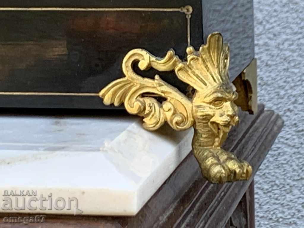 Fireplace clock made of black onyx and bronze with gilding! - 6