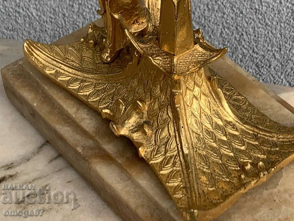 O pereche de sfeșnice mari, elegante, din bronz, cu aurire - secolul XX. - 6