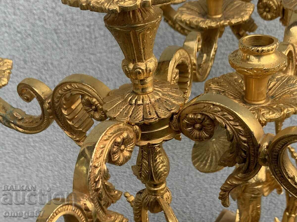 O pereche de sfeșnice mari, elegante, din bronz, cu aurire - secolul XX. - 7