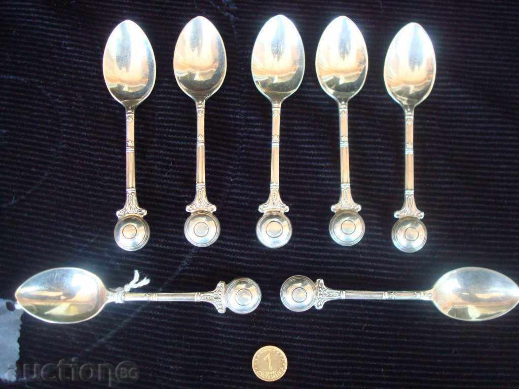 Spoons, tea coffee, also white metal, size 110 mm. - old England.