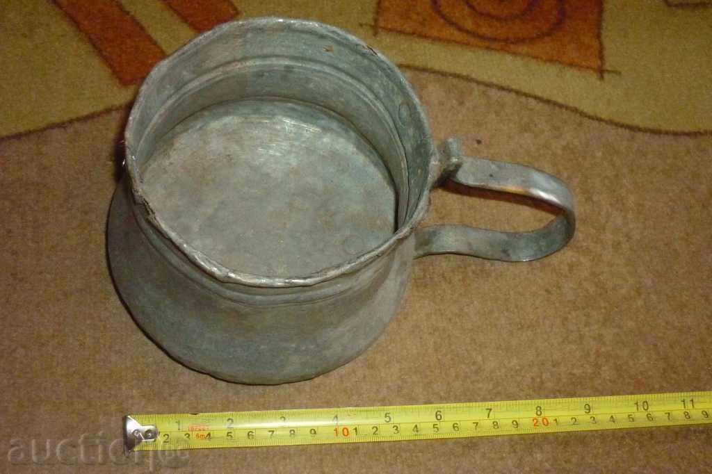 Old tinned kettle, pit, copper, kettle, blue, kettle