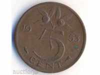 Холандия 5 цента 1953 година