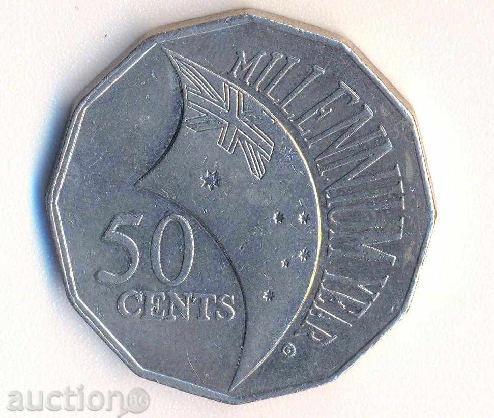 Australia, 50 de cenți în 2000, 32 mm.