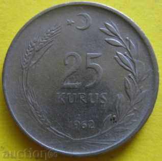 TURKEY 25 kurus 1962