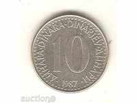 +Югославия  10  динара  1987 г.
