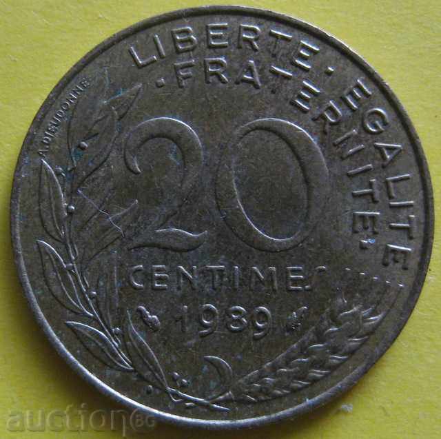 FRANȚA 20 centime 1989.