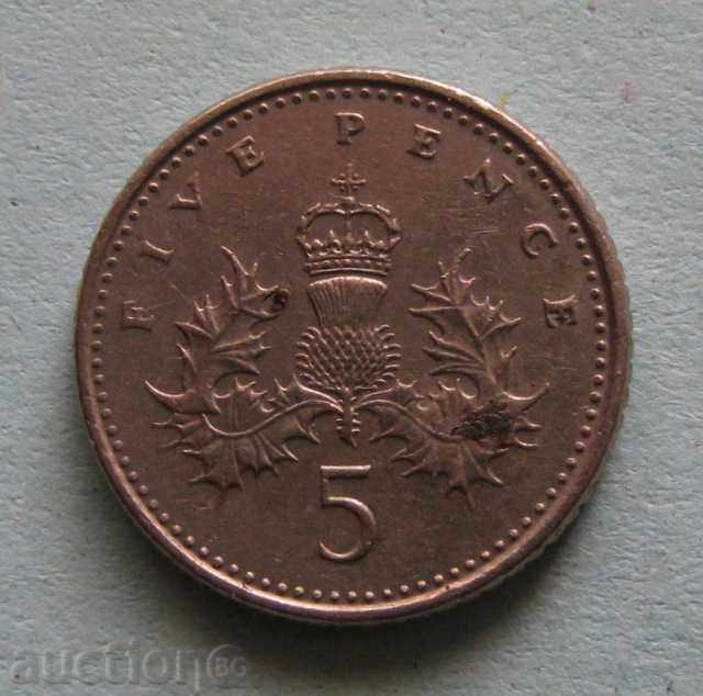 5 пенса 1990г. -  Великобритания