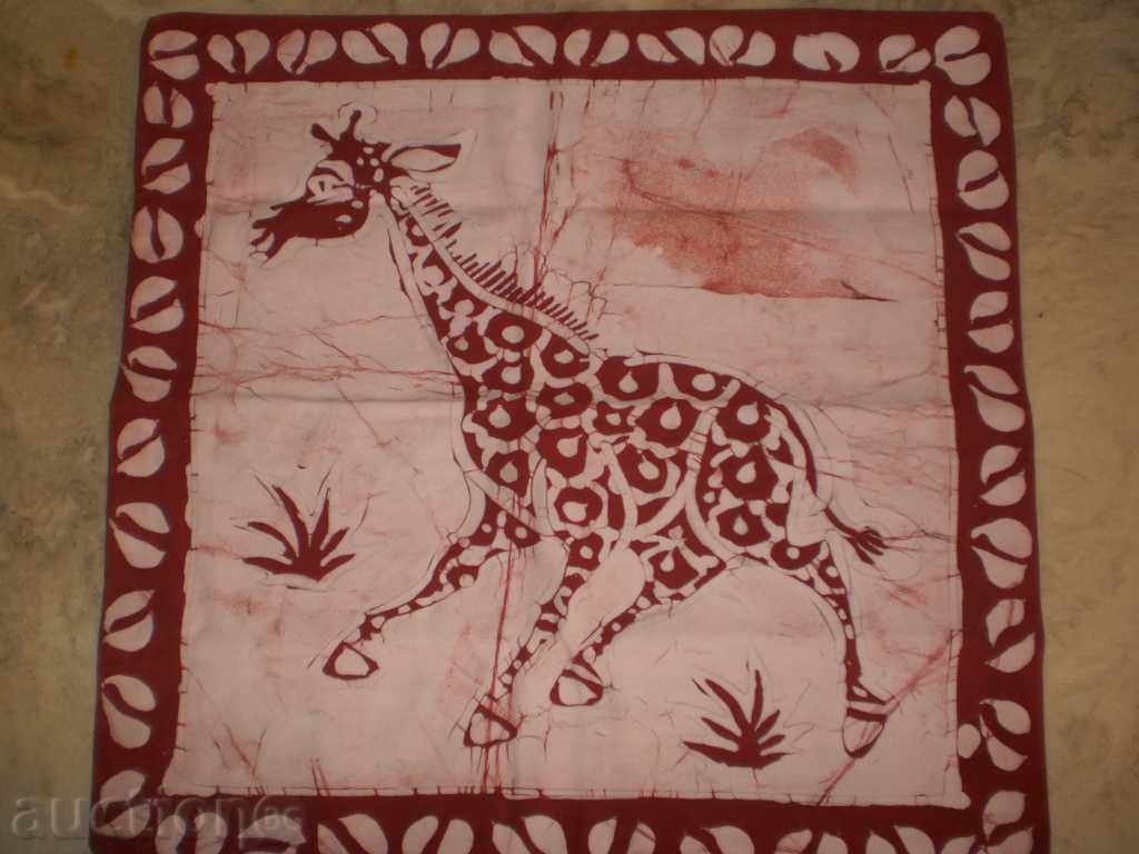 Cushion cover in batik-giraff technique