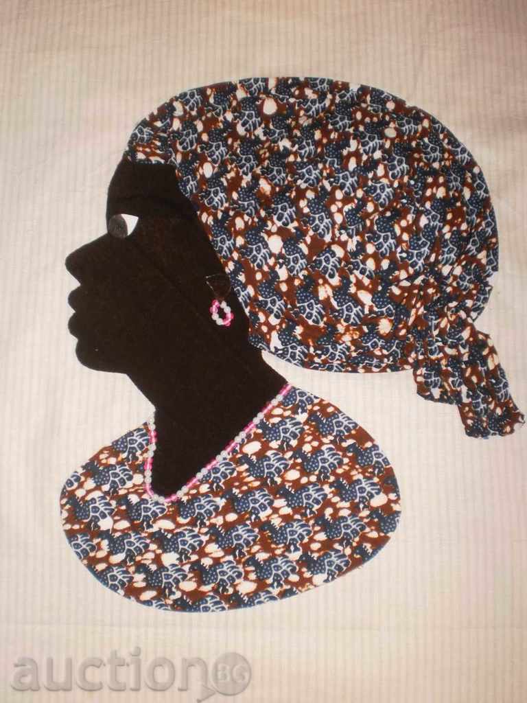 Африканка-картина от текстил върху текстил-2