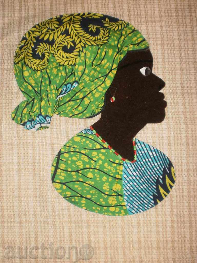 Африканка-картина от текстил върху текстил-3