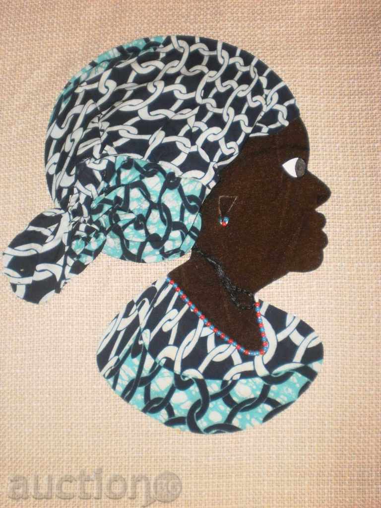 Африканка-картина от текстил върху текстил-5