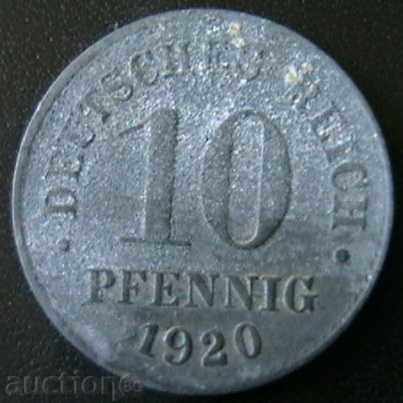 10 pfennig 1920, η Γερμανία (Empire)