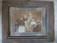 Poză de familie înrămată foarte veche, militară, uniformă
