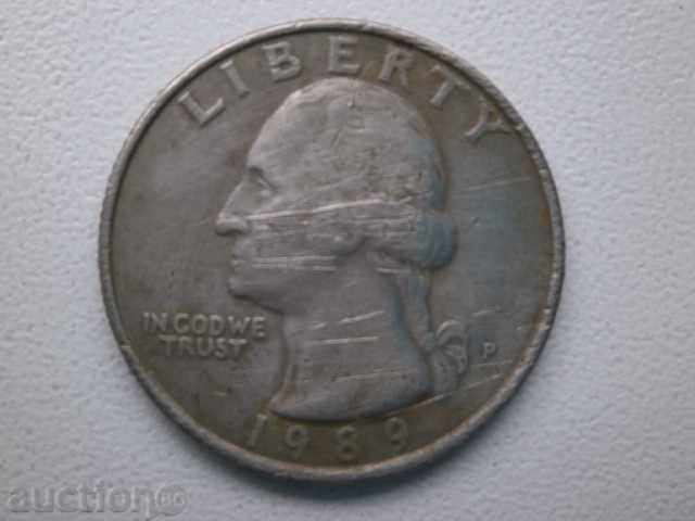 Четвърт долар-САЩ,1989 г.,12L