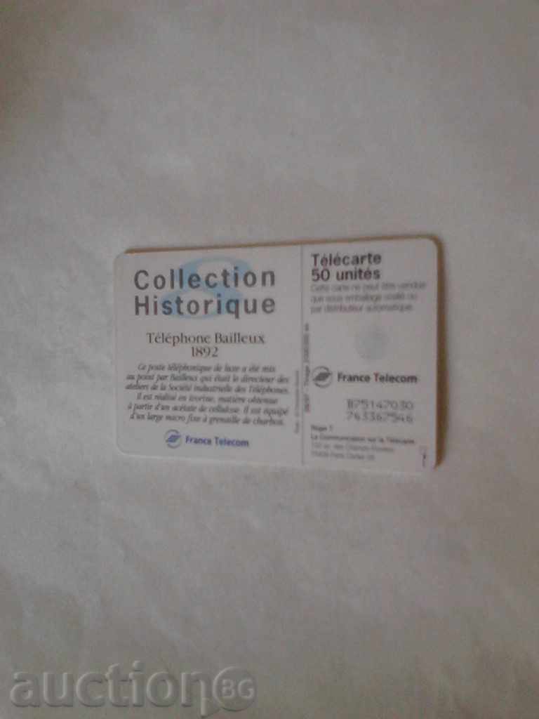 Phonecards France Telecom Telephone Bailleux 1892 with price 0.55 BGN | € 0.28