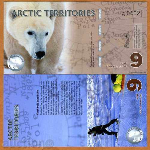 +++ teritoriul arctic 9 DOLARI 2012 POLIMER UNC +++