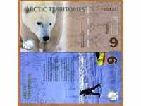 +++ teritoriul arctic 9 DOLARI 2012 POLIMER UNC +++