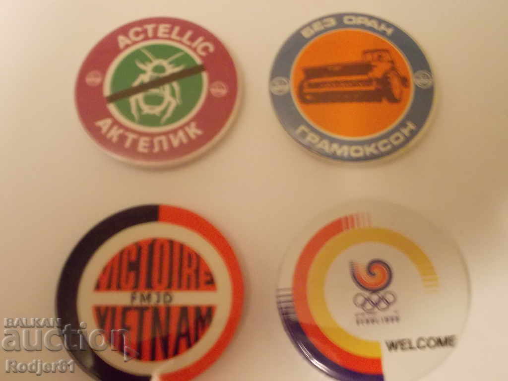 Auction  badges - metal, caps 6 pcs