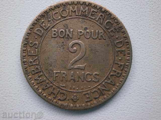 Franța - 2 franci BON POUR (Chambres DE COMERȚ), ​​1925- 20L