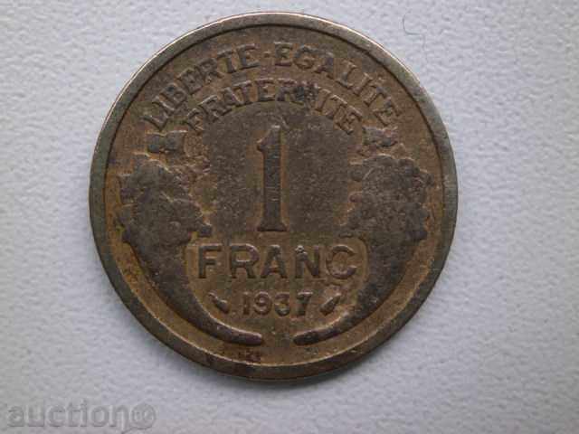 Auction France - 1 franc (defective), 1937 - 30L Auction France - 1 franc (defective), 1937 - 30L