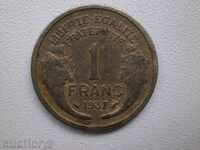 Франция - 1 франк (дефектна), 1937 г. - 30L
