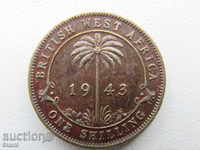 1 Shilling, βρετανική σειρά Δυτική Αφρική, το 1943 το 136 D