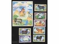 Чисти марки + блок Кози 1988 от Монголия