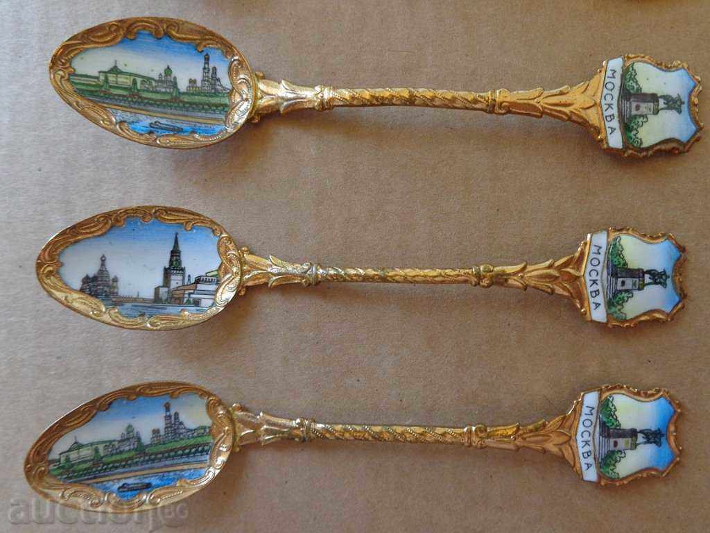 Δημοπρασία Πολλά επιχρυσωμένα σμάλτα κουτάλια - ΕΣΣΔ, κουτάλι, υπηρεσία Δημοπρασία Πολλά επιχρυσωμένα σμάλτα κουτάλια - ΕΣΣΔ, κουτάλι, υπηρεσία