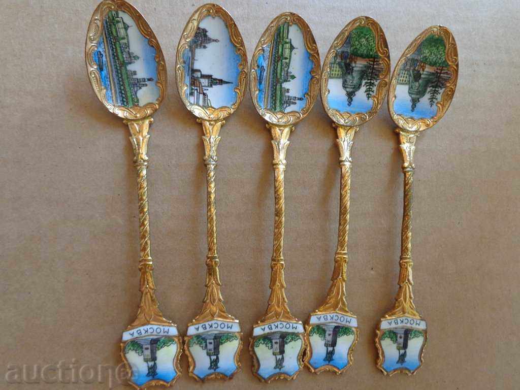 Παράδοση Πολλά επιχρυσωμένα σμάλτα κουτάλια - ΕΣΣΔ, κουτάλι, υπηρεσία Παράδοση Πολλά επιχρυσωμένα σμάλτα κουτάλια - ΕΣΣΔ, κουτάλι, υπηρεσία