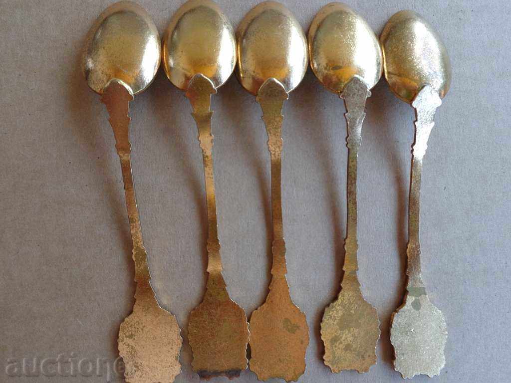 Πολλά επιχρυσωμένα σμάλτα κουτάλια - ΕΣΣΔ, κουτάλι, υπηρεσία - 5 Πολλά επιχρυσωμένα σμάλτα κουτάλια - ΕΣΣΔ, κουτάλι, υπηρεσία - 5