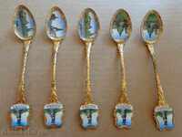 Lot of enamel-engraved spoons - USSR, spoon, service