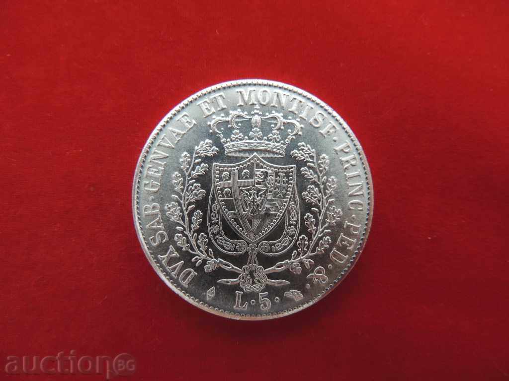 5 Lire 1824 L Italia - Replica - 5 Lire 1824 L Italia - Replica -